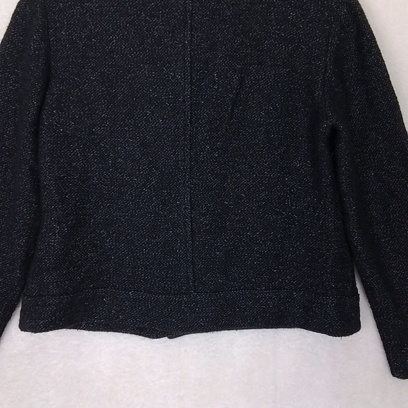 LOFT Casual Off Center Zip Knit Jacket Blazer Size Small Petite in Black, White - Picture 8 of 10